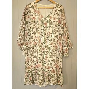 Cato White Floral Dress 14/16 Cottagecore Coquette Ruffles Flowy Tassels Cowgirl